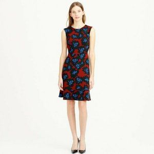 J Crew Firework Floral Blue Black Burgundy Dress